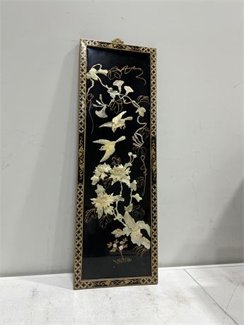 VINTAGE ASIAN PANEL W/MOTHER OF PEARL (12”x36”)