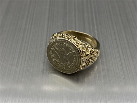 HEAVY GOLD PLATED US COIN RING