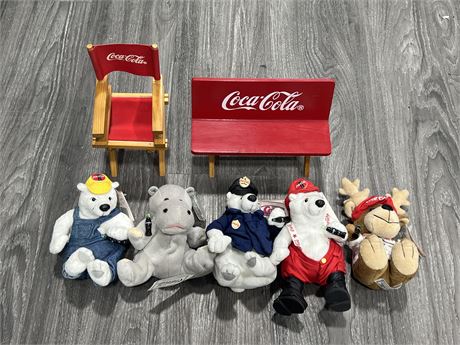 LOT OF COCA COLA COLLECTABLES - STUFFIES ARE NEW W/ TAGS