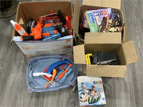 LARGE LOT OF TOYS/GAMES - NERF, BEYBLADES + MORE