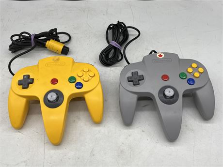 2 ORIGINAL N64 CONTROLLERS (WORKS) (NUS-005) (BUTTONS/JOY STICK GREAT CONDITION)