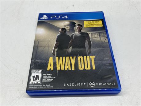 A WAY OUT - PS4 - EXCELLENT CONDITION