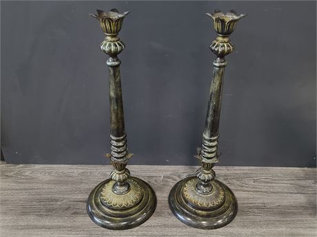 2 LARGE METAL FLOOR CANDLE HOLDERS (24"tall)