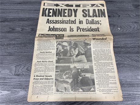 ORIGINAL JOHN F. KENNEDY ASSASSINATION NEWSPAPER