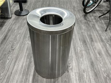 HEAVY DUTY STAINLESS STEEL GARBAGE CAN - 29” TALL 9” DIAMETER