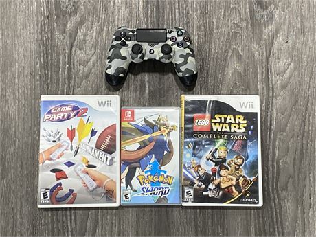 SWITCH & WII GAMES W/PLAY STATION CONTROLLER