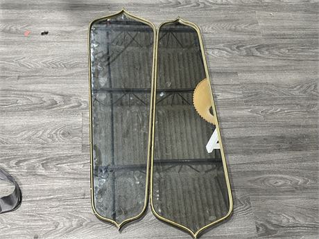 PAIR OF STRUCTURE ORNATE WALL MIRRORS (12”x40”)