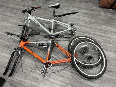 2 MOUNTAIN BIKE FRAMES & 2 TIRES - AS IS