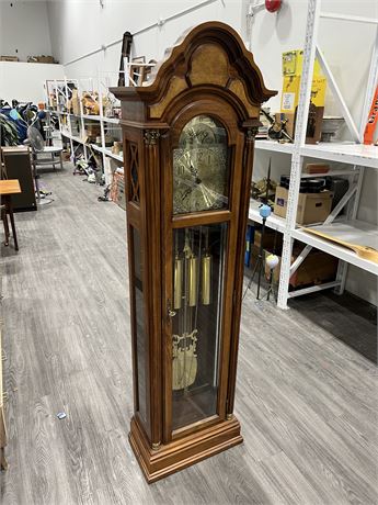 VINTAGE PEARL GRANDFATHER CLOCK - COMPLETE (79” tall)