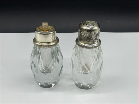 ANTIQUE CRYSTAL GLASS MATCHING SALT & PEPPER SHAKERS
