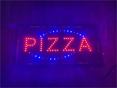 NEW FLASHING LED PIZZA SIGN (~20”x10”)