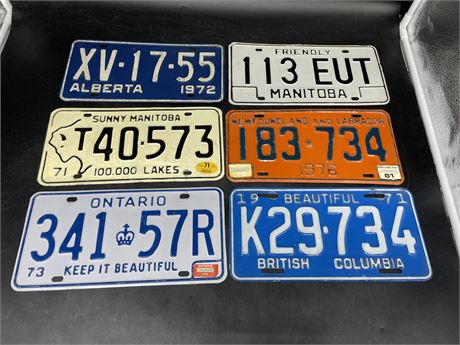 6 CANADIAN LICENSE PLATES