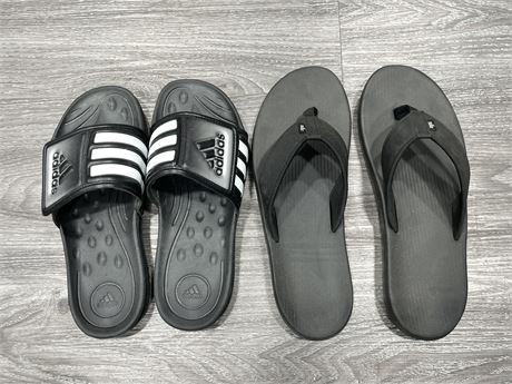 2 PAIRS FLIP FLOPS / SANDALS - LIKE NEW CONDITION - SIZE 8-10 MENS