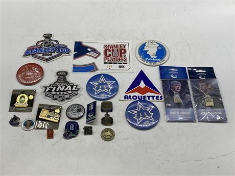 LOT OF SPORTS PINS / BUTTONS