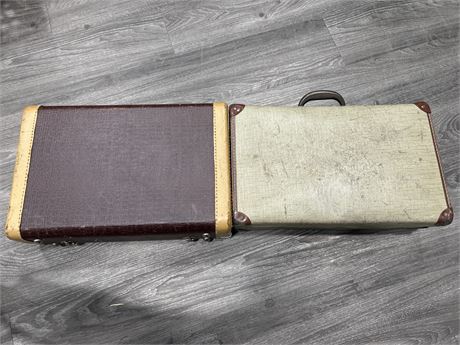 2 VINTAGE SUITCASES/BRIEFCASES - LARGER IS 18” X 12”