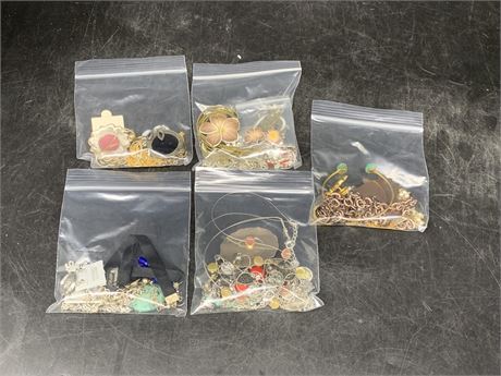5 BAGS OF MISC JEWELRY