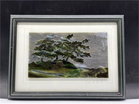RICHARD BOND (TRAINED AT EMILY CARR) SIGNED ART GLASS PICTURE 11”x8”