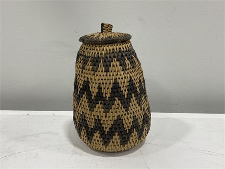 ANTIQUE FIRST NATIONS WOVEN BASKET (7” tall)