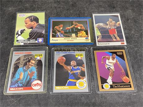 6 MISC. CARDS INCLUDING 3 NBA ROOKIES