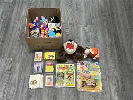LOT OF VINTAGE CARDS, TOYS / FURBIES & ECT