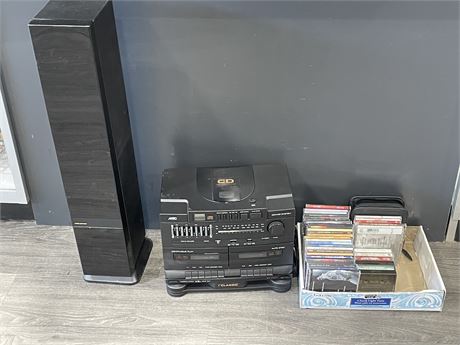 MTC CD/MIDI SYSTEM (POWERS ON), CD TOWER W/ CD’S & TRAY OF CD’S