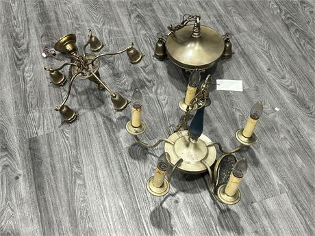 3 ANTIQUE LIGHT FIXTURES - TOP 2 ARE RE-WIRED