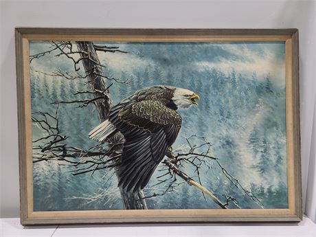 OIL ON CANVAS EAGLE PAINTING
