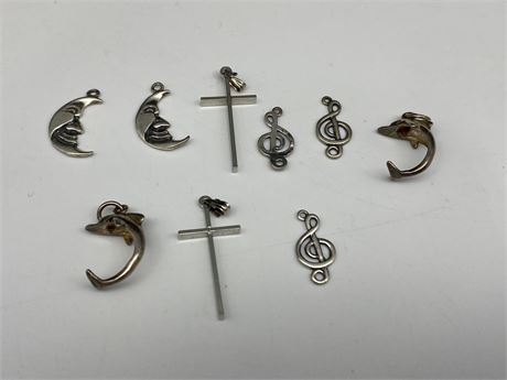 9 STERLING CHARMS / PENDANTS