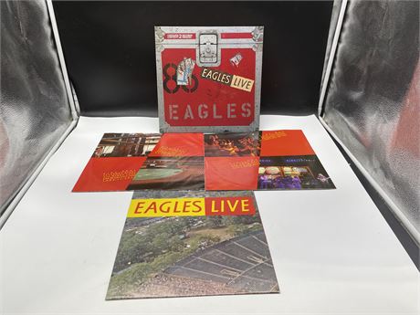 EAGLES - LIVE 2 LP’S W/ GATEFOLD, POSTER, & ORIGINAL INNER SLEEVES - EXCELLENT