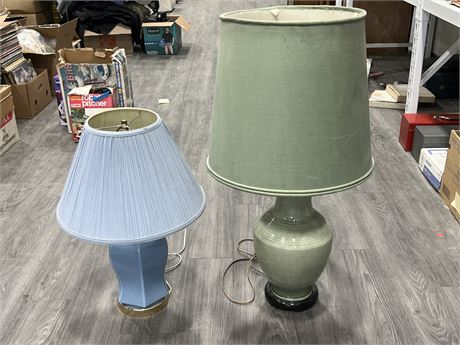 2 TABLE LAMP W/SHADES - TALLEST IS 38”