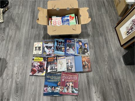 LARGE LOT OF MOSTLY HARD COVER HOCKEY BOOKS