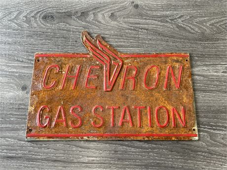 CHEVRON PAINTED GAS STATION SIGN - 16”x11”