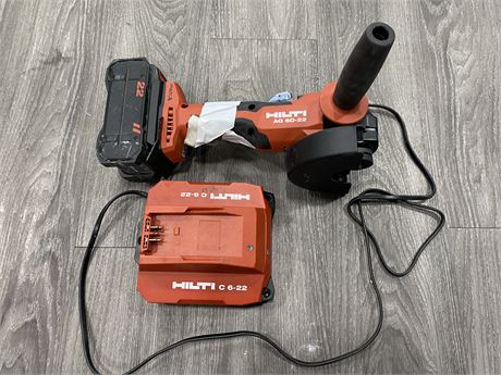 HILTI AG 6D-22 CORDLESS ANGLE GRINDER WORKING W/ BATTERY AND CHARGER