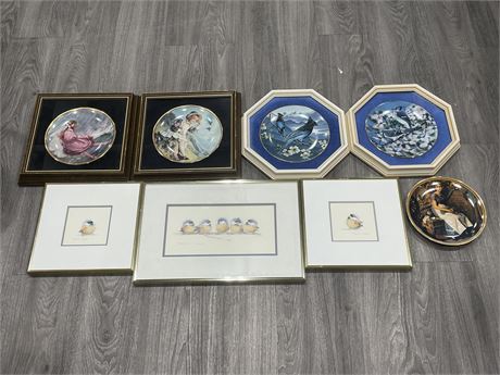 5 COLLECTORS PLATES 4 FRAMED + 3 FRAMED “SOLO II” V. PREIFFER, “SOLO III”, &