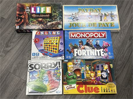 LOT OF 6 BOARD GAMES - SOME MISSING PIECES BUT ALL STILL PLAYABLE
