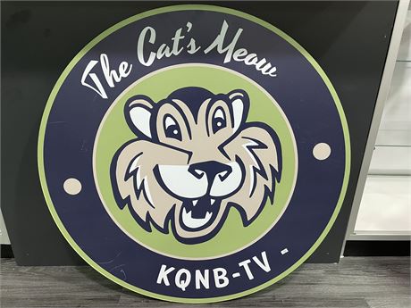 LARGE WOOD SIGN (THE CAT’S MEOW KQNB-TV 3ft x 3ft)