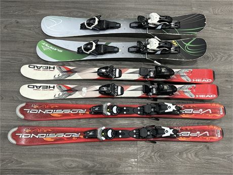 3 PAIRS OF NAME BRAND KIDS SKIS - SPECS IN PHOTOS