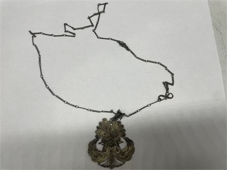 STERLING FILIGREE PEACOCK NECKLACE