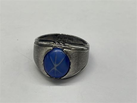 BLUE STERLING MARKED RING SIZE 9.75
