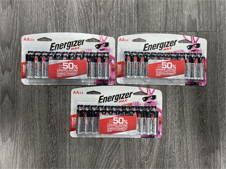 3 NEW PACKS OF ENERGIZER AA24 BATTERIES