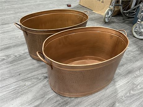 2 LARGE COPPER BUCKETS (2ft wide)