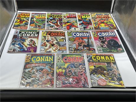 6 CAPTAIN MARVEL COMICS & 7 CONAN THE BARBARIAN COMICS