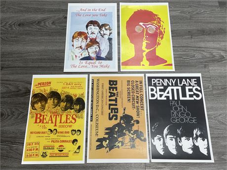 5 ‘THE BEATLES’ POSTERS (17”x11”)