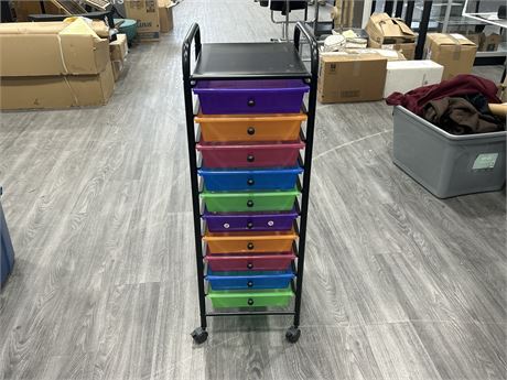 ROLLING 10 DRAWER OFFICE CART - 38”