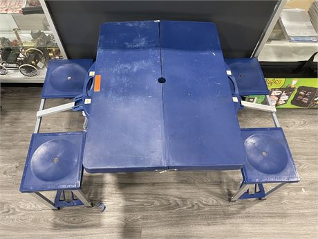 BLUE FOLDUP PICNIC TABLE & SEATS