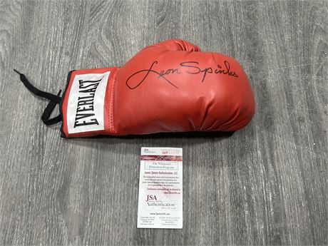 LEON SPINKS SIGNED BOXING GLOVE WITH JSA COA & HOLO