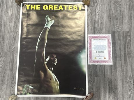 MUHAMMAD ALI AUTOGRAPHED POSTER ‘THE GREATEST’ W/ COA - 35”x25”