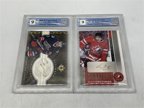2 SIGNED GCG GRADED 9 NHL CARDS