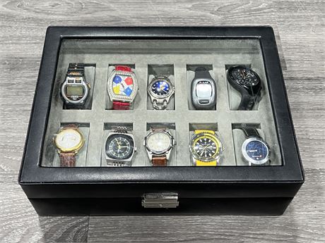 10 MISC MENS WATCHES IN CASE
