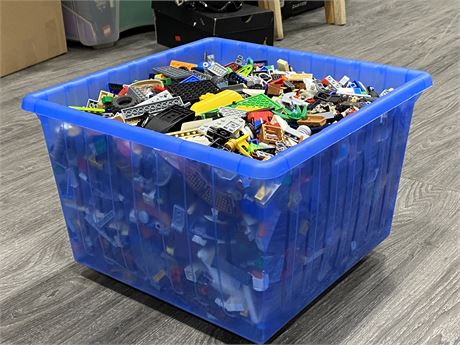 LARGE TOTE OF LEGO - 16”x16”x11”